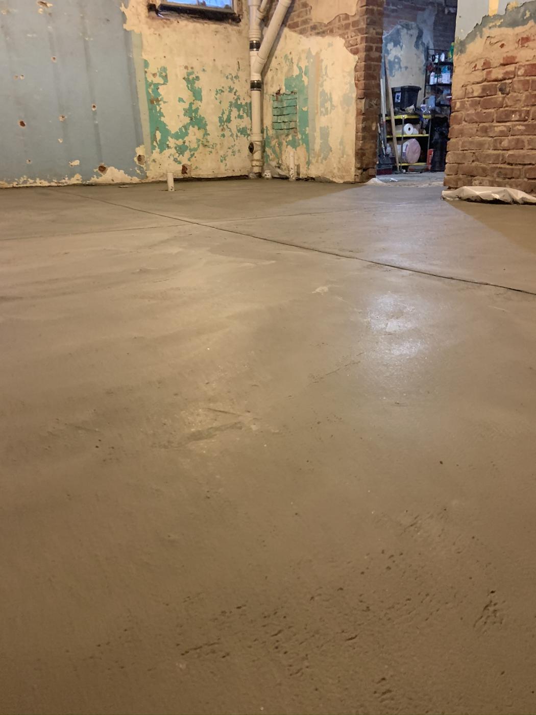 Finished concrete basement floor