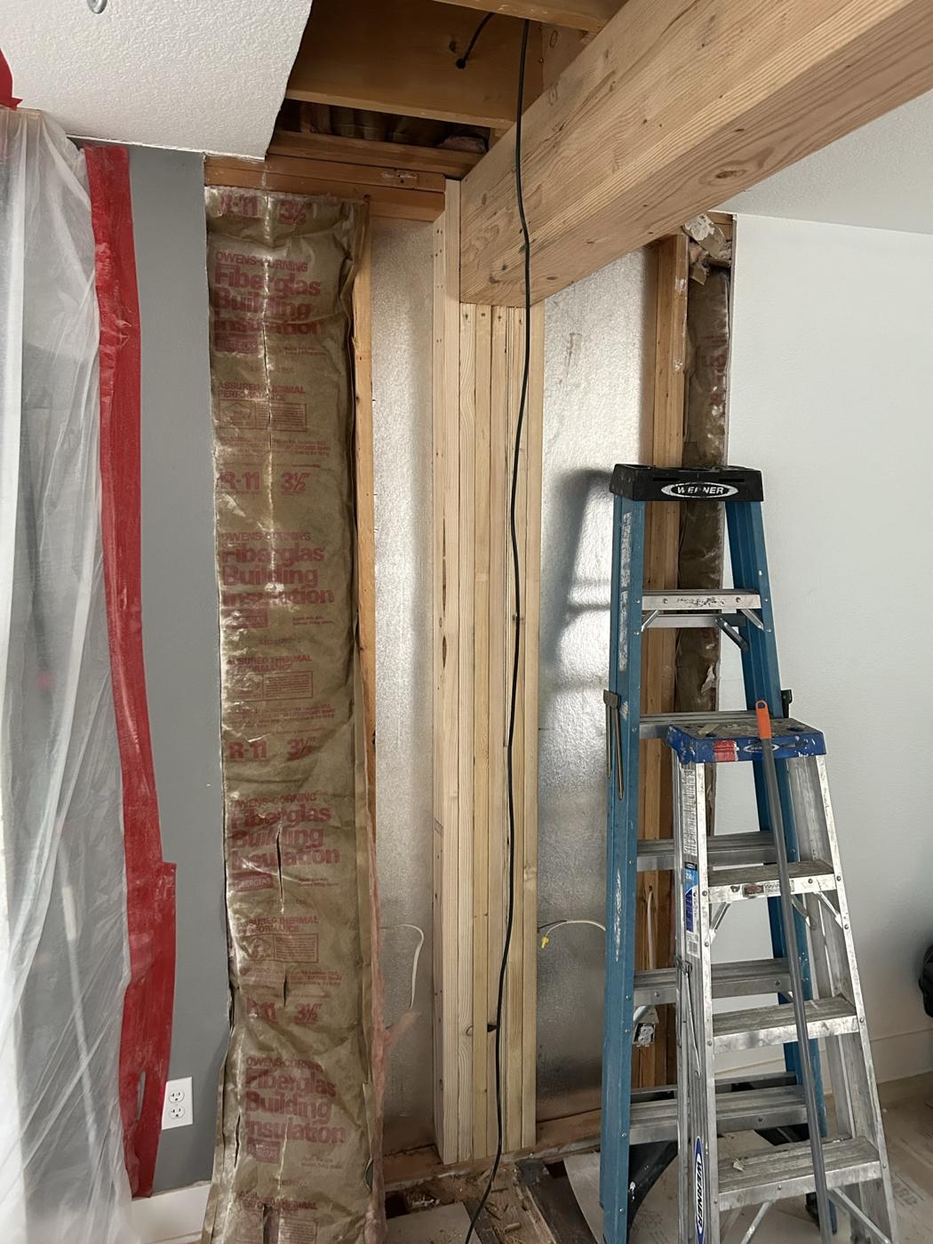 Wall opened up with temporary shoring