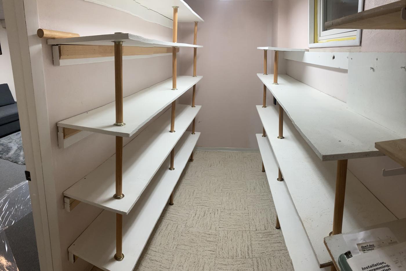 Storage room with wire shelving before